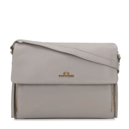 3-komorová kožená listová kabelka béžová 99-4E-003-9