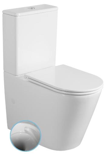 SAPHO - AVIS WC kombi, Vortex Rimless, spodný/zadný odpad, biela PC106V