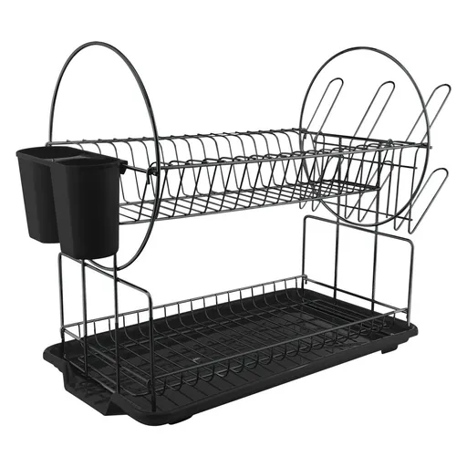 MAKRO - Odkvapkávač poschodový čierny kov / umelá hmota