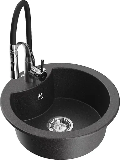 MEXEN/S MEXEN/S - Diego granitový drez 1-miska vrátane batérie Aster, čierna kropenatá 6512-76-73450-07