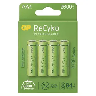 Nabíjacia batéria, AA (HR6), 1.2V, 2600 mAh, GP, papierová krabička, 4-pack, ReCyko