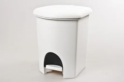 PLAST TEAM - Smetný kôš s pedálom 6L, biely umelá hmota