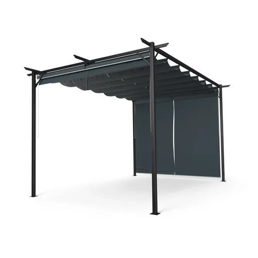 Blumfeldt Pantheon Robust Pergola 3x4 m, práškovo lakovaná oceľ, odolná voči poveternostným vplyvom, s bočnými roletami