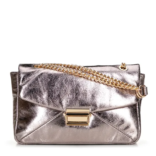 Dámska crossbody z lesklej ekokože sivá 100-4Y-217-8