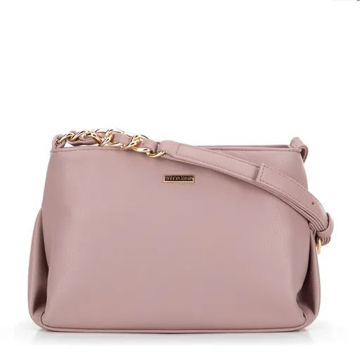 Dámska crossbody kabelka z ekologickej kože s retiazkou vresová 99-4Y-633-F