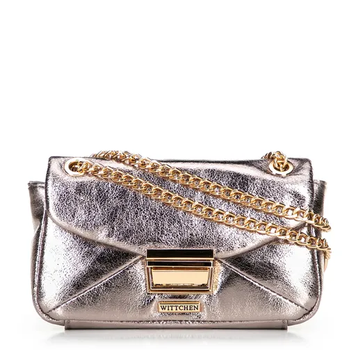 Mini crossbody kabelka z lesklej ekokože, sivá 100-4Y-216-8