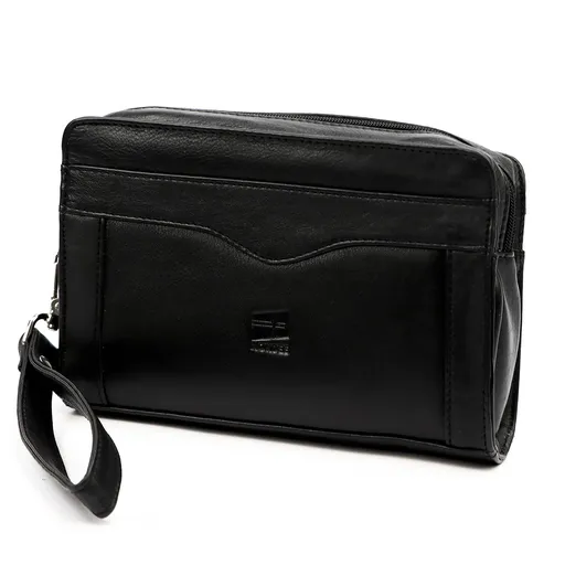 Pánska čierna príručná taška z prírodnej kože Nordee