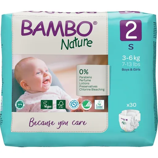 BAMBO Nature 2 Detské plienkové nohavičky 3-6 kg 30 ks