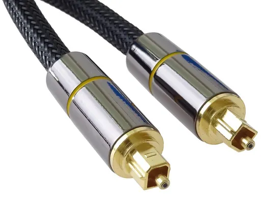PremiumCord Optický audio kábel Toslink, OD: 7mm, Gold-metal design + Nylon 0,5m