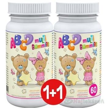 ABCD muLTi Gummies Clinical 1+1 pektínové bonbóny s malinovou príchuťou 2x60 ks