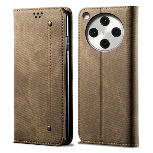 DENIM Peňaženkový kryt pre Oppo Find X8 5G šedohnedý