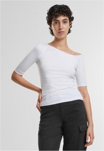 Urban Classics Ladies Organic Asymmetric Rib Tee white - 5XL