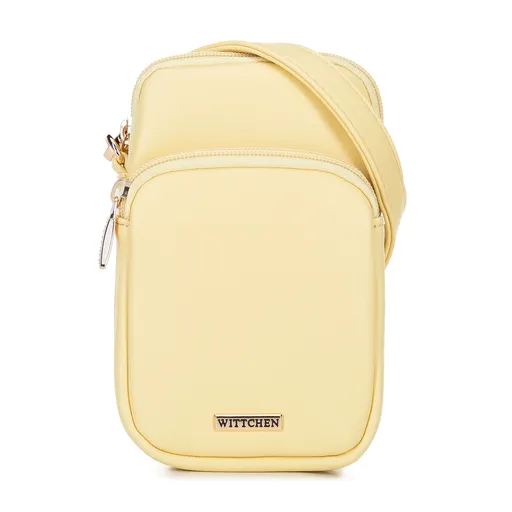 Dámska mini koženková kabelka cez rameno, žltá 100-2Y-236-Y