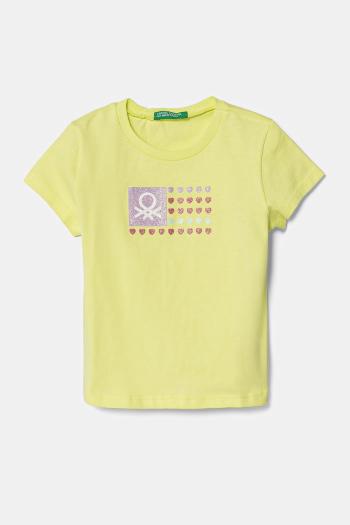 Detské bavlnené tričko United Colors of Benetton zelená farba, 3I1XG10HU