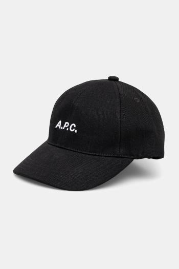 Bavlnená šiltovka A.P.C. casquette charlie čierna farba, s nášivkou, COHFK.M24069