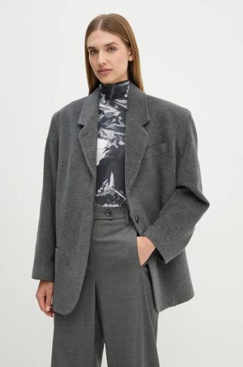 Vlnené sako Remain Heavy Wool Blazer šedá farba, jednoradová, jednofarebná, 501887514