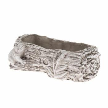 Betónový kvetináč Žabka z kmeňa, 27 x 8,5 x 15,5cm