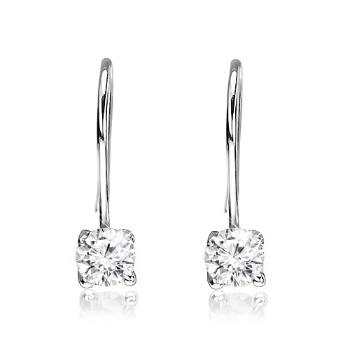 Náušnice zo striebra 925 - okrúhly číry zirkón na háčiku, 6 mm