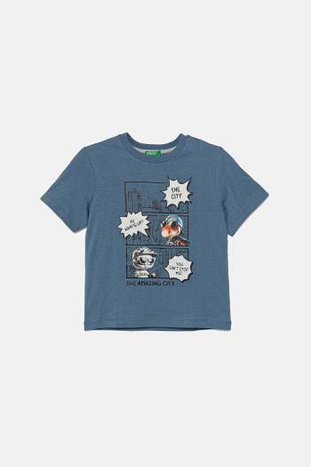 Detské bavlnené tričko United Colors of Benetton s potlačou, 35RYG10I7