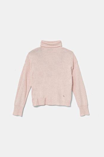 Detský sveter s prímesou vlny United Colors of Benetton ružová farba, tenký, 106WC200G