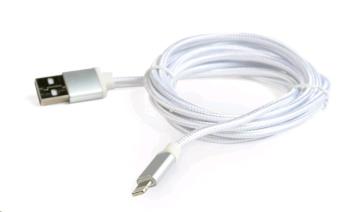 Kabel CABLEXPERT CCB-mUSB2B-AMLM-6-S USB 2.0 Lightning (IP5 a vyšší) nabíjecí a synchronizační kabel, opletený, 1,8m, stříbrný, blister