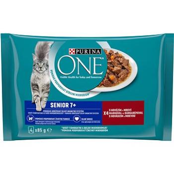 Purina ONE Senior 7+ minifiletky s hovädzím a mrkvou v šťave 4× 85 g (7613287367259)