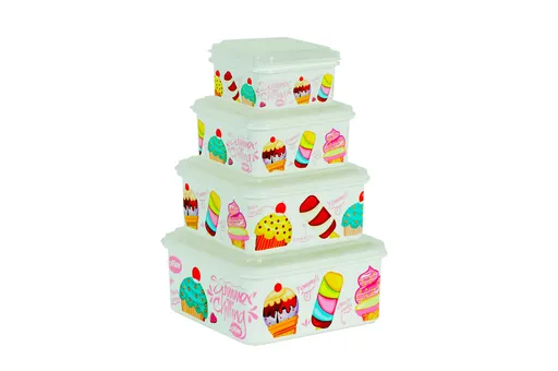 MAKRO - Dóza štvorcová sada 4ks, 1,8L, 1L, 0,5L, 0,3L