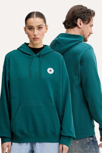 Mikina Converse zelená farba, s kapucňou, jednofarebná, 10026983-A09
