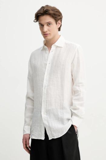 Ľanová košeľa BARENA VENEZIA Camicia Mola pánska, biela farba, regular, s klasickým golierom, CAU5077.3007