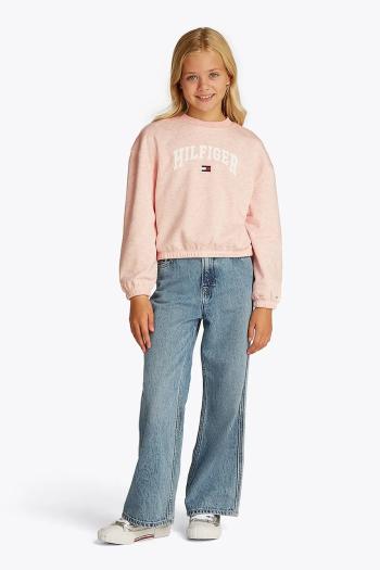 Detská mikina Tommy Hilfiger ružová farba, s potlačou, KG0KG08559