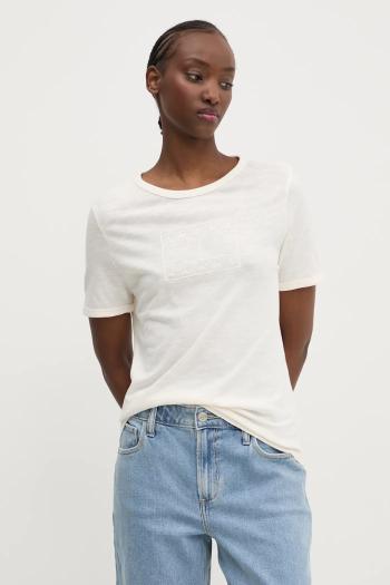 Bavlnené tričko Tommy Jeans dámske, béžová farba, DW0DW20366