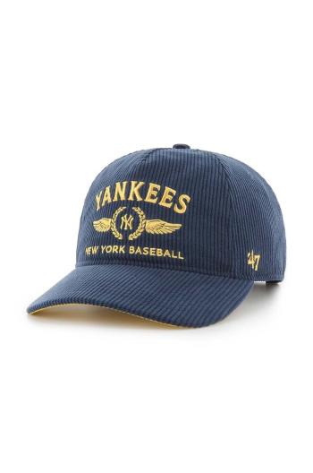 Menčestrová baseballová čiapka 47 brand MLB New York Yankees tmavomodrá farba, s nášivkou, B-SKYLC17EWP-NY