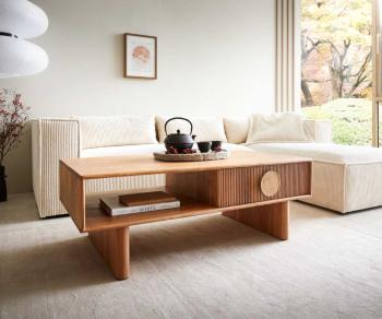 Konferenčný stolík Surimu 115x60x35 cm akácia svetlohnedá 2 zásuvky