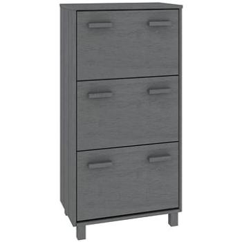 Skrinka na topánky tmavo sivá 59,5 × 35 × 117 cm masívne borovicové drevo, 340514