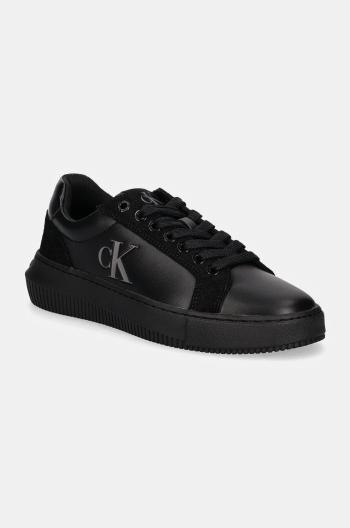 Kožené tenisky Calvin Klein Jeans CHUNKY CUPSOLE LTH MG LTH čierna farba, YW0YW01614