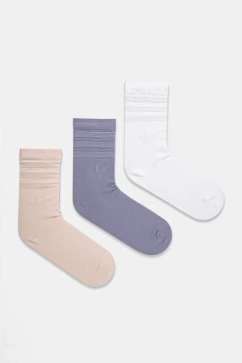 Ponožky adidas Originals 3-pak dámske, biela farba, JJ4305