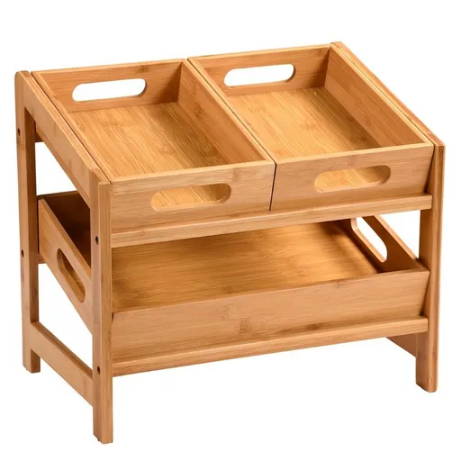 Kesper 58851 Kuchynská polica s 3 priehradkami bambus, 39,5 x 26 x 35,5 cm