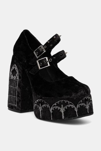 Lodičky Koi Footwear DPK-33 čierna farba, na podpätku, Lady Menace Grunge Crushed Velvet