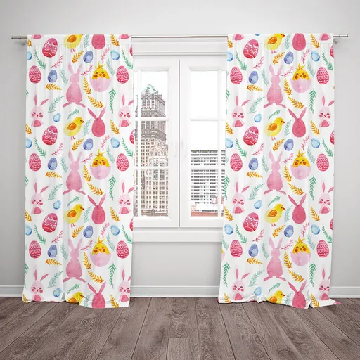 Závesy Veľká noc – watercolor (Rozmer: 140x250, Materiál: Interlock)