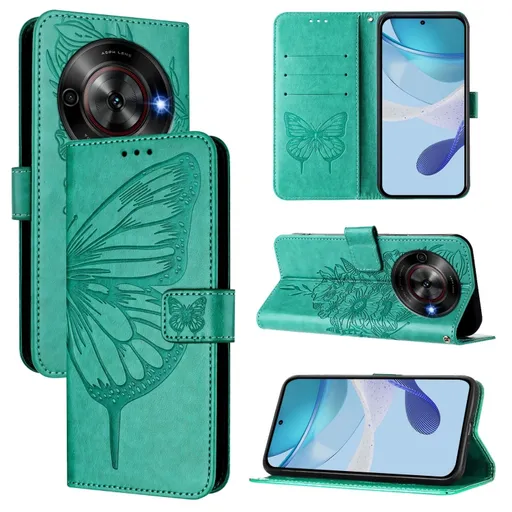 ART BUTTERFLY Peňaženkový obal pre ZTE Blade A75 5G / Nubia Focus 5G zelený