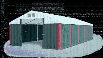Garážový stan 4x6x2m strecha PVC 560g/m2 boky PVC 500g/m2 konštrukcia ZIMA PLUS Biela Zelená Červené