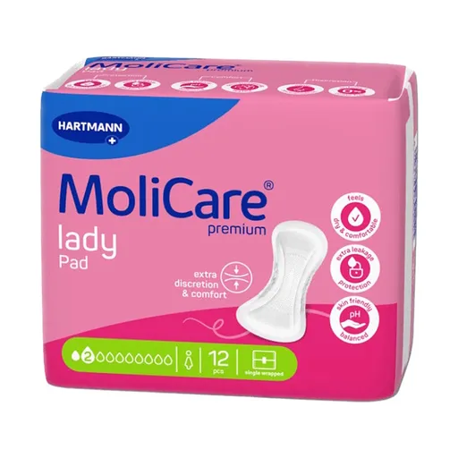 MOLICARE Lady inkontinenčné dámske vložky 2 kvapky 12 kusov