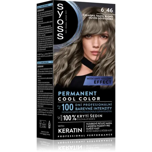 Syoss Permanent Cool Color permanentná farba na vlasy s chladným podtónom odtieň 6_46 Chladná tmavá blond 1 ks