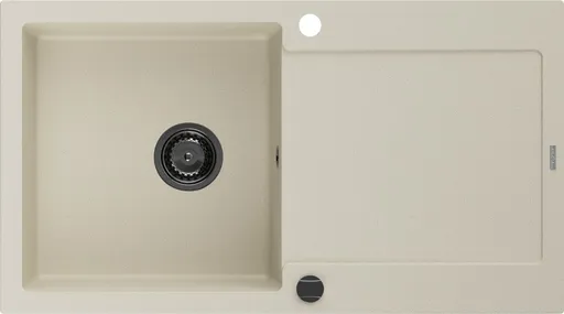 MEXEN/S MEXEN/S - Leo granitový drez 1 s odkvapkávačom 900x500 mm, béžová,+ čierny sifón 6501901010-69-B