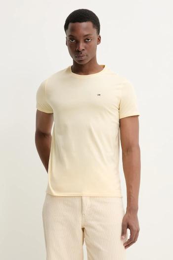 Bavlnené tričko Tommy Jeans pánske, žltá farba, jednofarebné, DM0DM04411