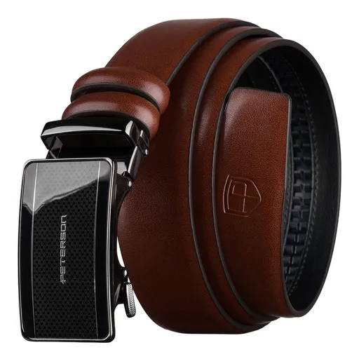 Pánsky kožený opasok v hnedej farbe s automatickou prackou