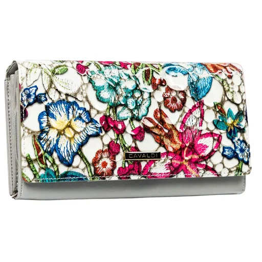 Horizontálna dámska peňaženka vo viacfarebnej farbe kvety so zapínaním na patentku - 4U Cavaldi