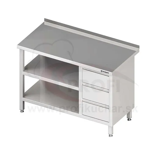 Pracovný stôl so zásuvkami - s 2 policami 1500x600x850mm