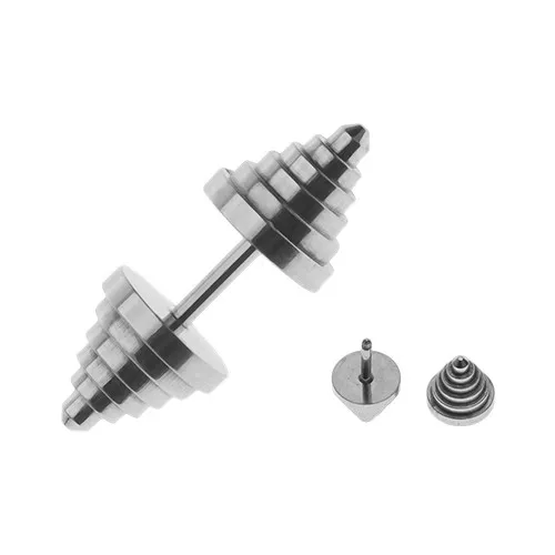 Oceľový fake plug do ucha v tvare stupňovito zrezaného kužeľa