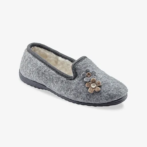 Papuče s ozdobnými kvetinkami a
		vysokým podielom vlny